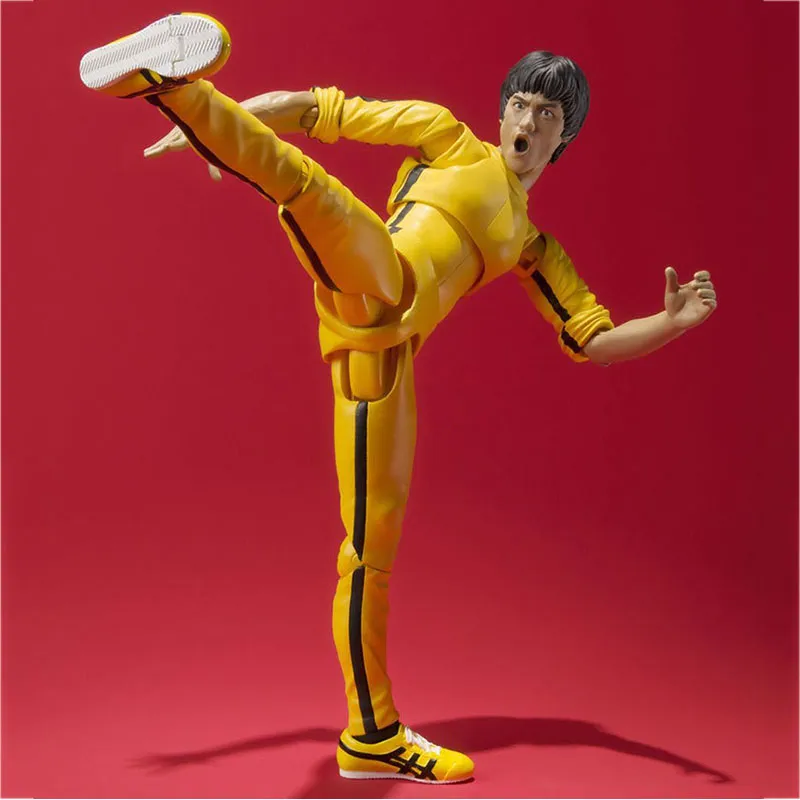 Bruce Lee Action Figure Toys Pvc Collection 75th Anniversary Edition Yellow Ubrania Dekoracja Prezenty dla dzieci Li Xiaolong9096139