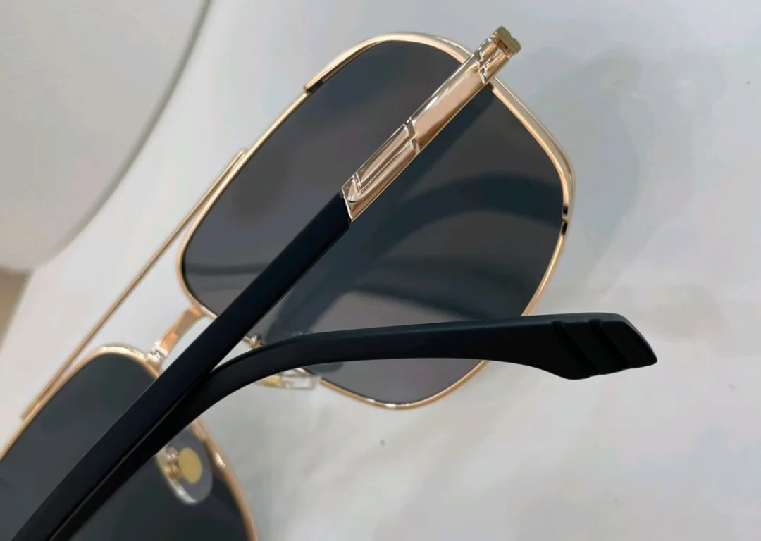 Óculos de sol vintage escudo piloto para homens, óculos de sol dourado metal cinza 58y, óculos esportivos envoltórios, óculos uv com box251c
