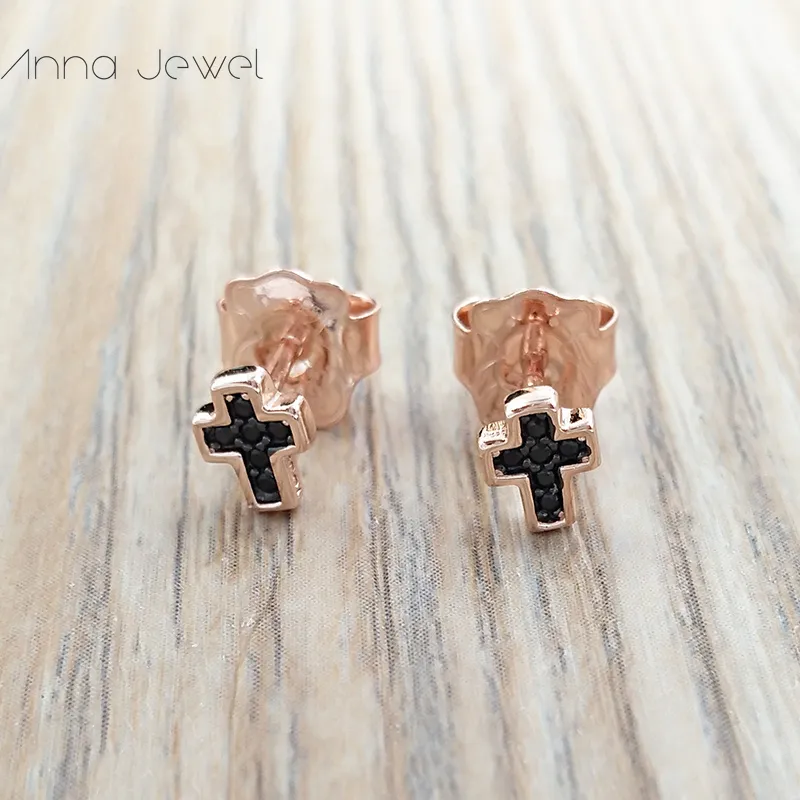 Bear Jewelry 925 Sterling Silver Girls Cute Rose Gold Motif Cross Cross Trains for Women charms presh wedding party gift ear-ring luxury accessories 914933600