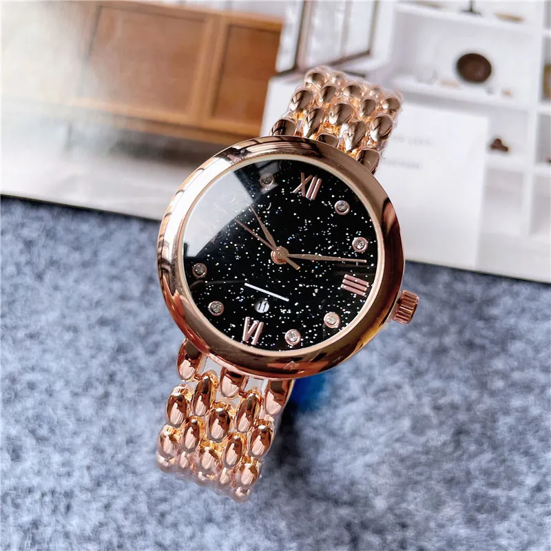 Masowa marka zegarek dla kobiet Diamond z luksusowym logo w stylu logo stalowy metalowy zegarek na nadgarstek O77