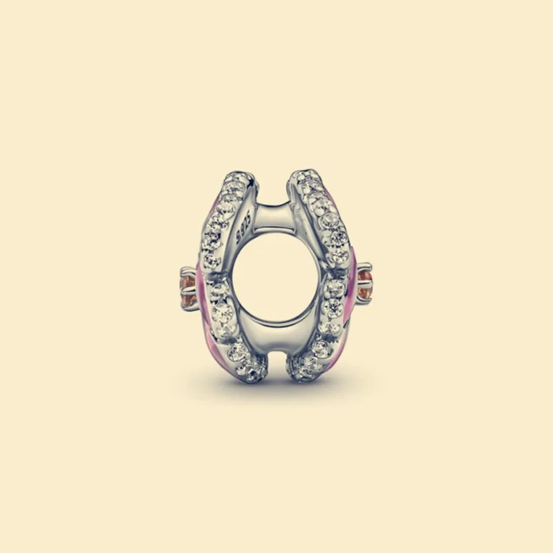 Otantik Pandora 925 Ayar Gümüş Charm Pembe Pansiyon Çiçek Dangle Fit Avrupa Tarzı Boncuk Bilezik Yapma Takı için 790777C01