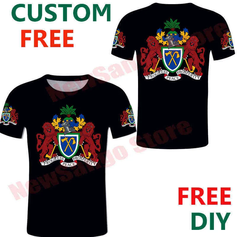 Gambia t shirt mężczyzna t shirt Ccustom nazwa numer gmb mężczyźni t shirt drukuj tekst flaga hrabstwa zdjęcie zespołu odzież X0602