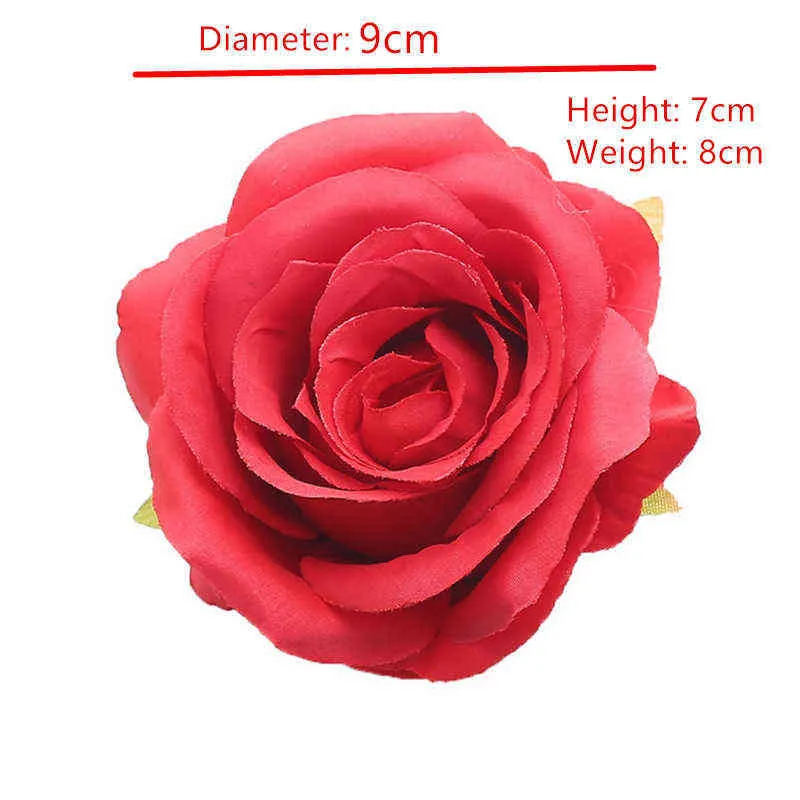 Gifts for women Wholesale 9cm Rose Pink Silk flower Head Artificial Flowers Wedding Home Decoration Fake Flowers Faux