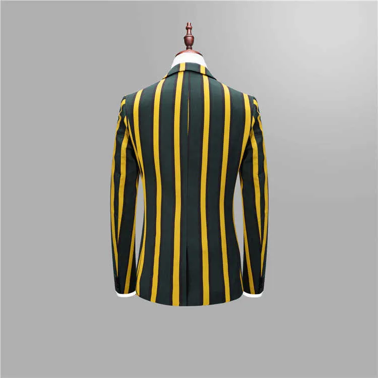 2018 Män Slim Fit Fritid Blazer Jacket, Brand-Clothing Stage Suit Mens Plus Size High-end Luxury Men's Striped Suits Sets 3XL X0909