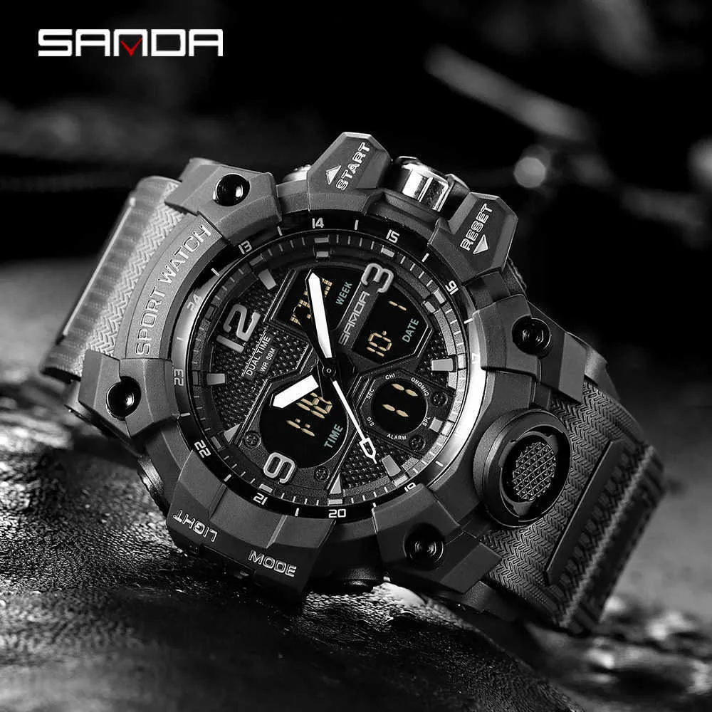 Санда мужски военные часы g Style White Sport Watch Led цифровые 50 -метровые водонепроницаемые часы S Thock мужские часы Relogio Masculino G1022181T