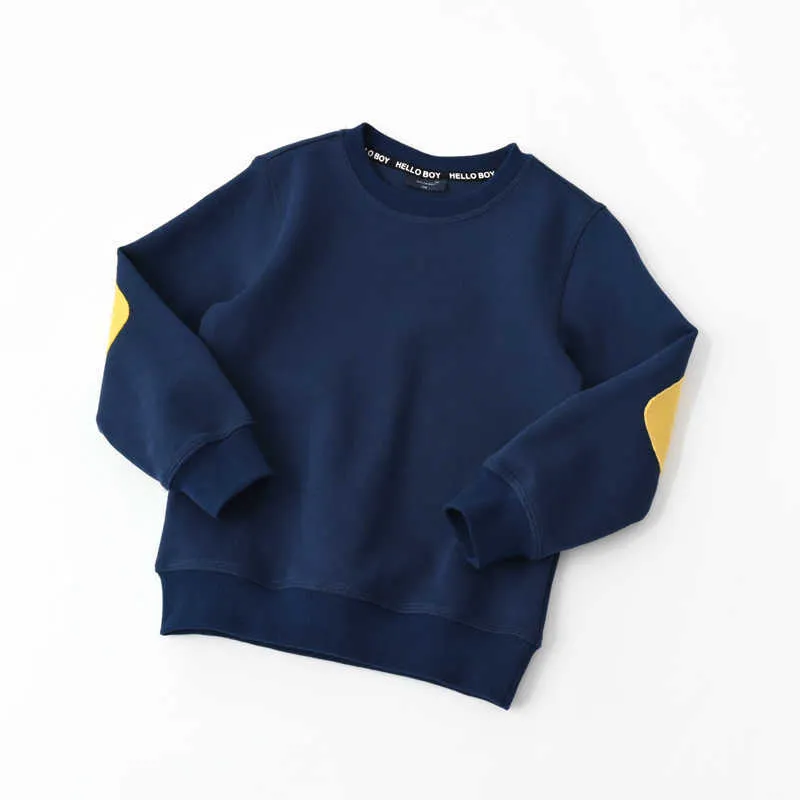 Primavera Autunno Bambini Felpe Pure Color Manica lunga Ragazzi Felpe con cappuccio Stile coreano Unisex Bambini Casual Pullover Top BB164 211023