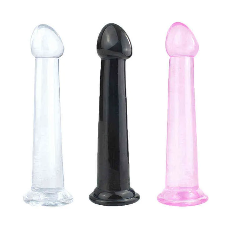 NXY Dildos Anal Toys Crystal Transparent Suction Cup Backyard Plug Masturbation Device for Men and Women Soft Chrysanthemum Massage Stick Fun Adult Sex 0225