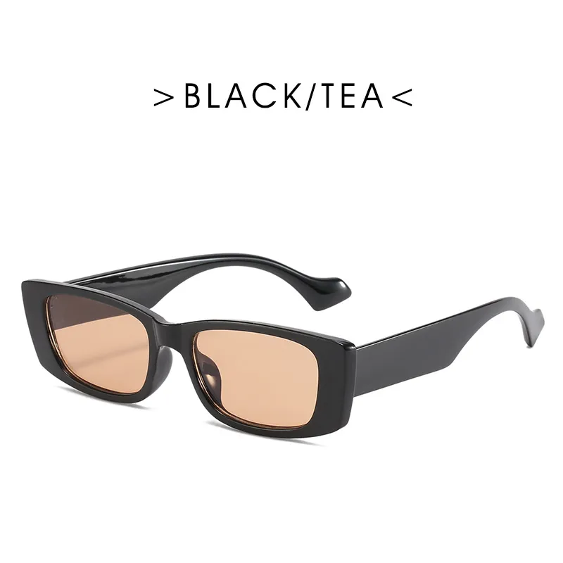 Lunettes de soleil carrées à petit cadre noir brillant porter des lunettes élégantes élégantes