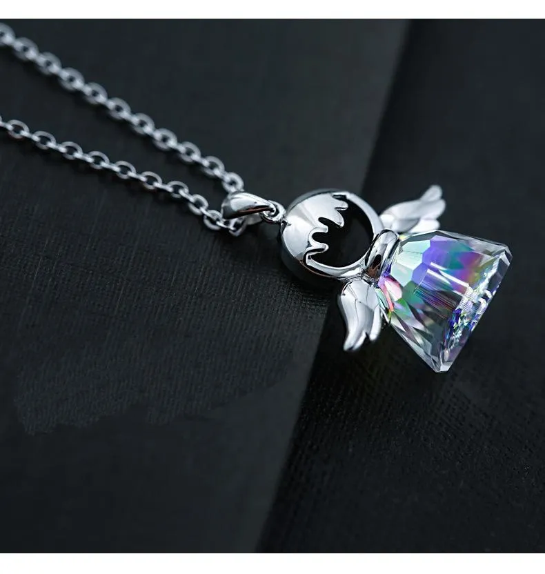 Ожерелья с подвеской «Ангел-хранитель», 2 цвета, кристаллы от Swarovskis, макси-ожерелье, колье, цельное модное ювелирное изделие, имя Bead294n