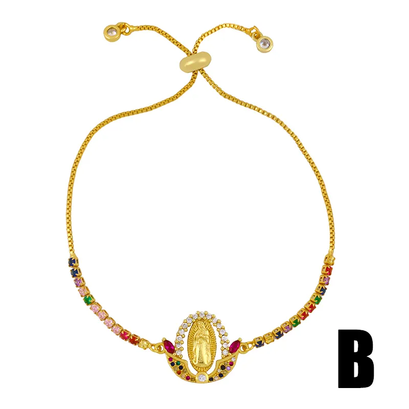 Bracelets en cristal vierge marie pour femmes, pendentif en or, bijoux chrétiens, vierge de guadalupe, GC104200f