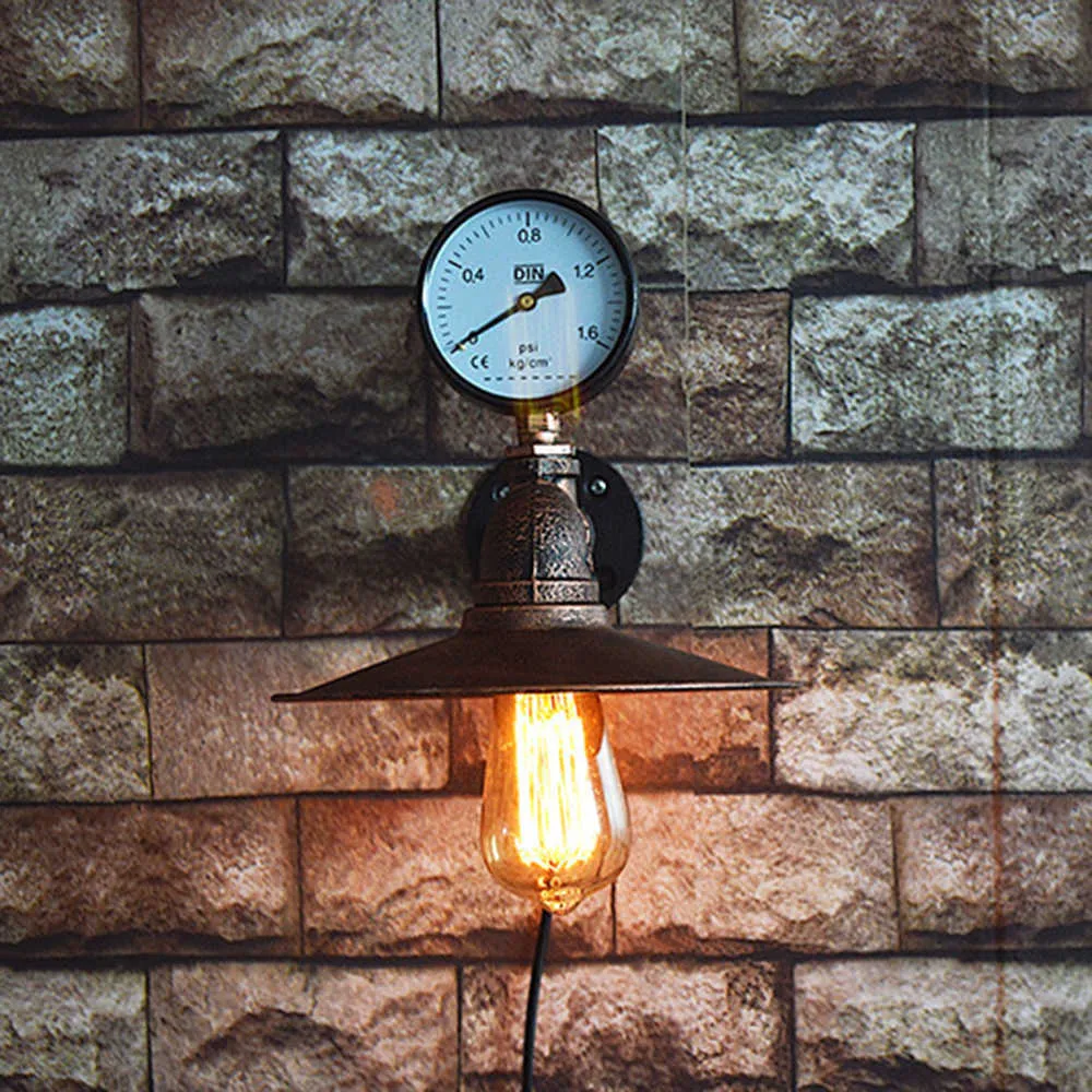 Conduite d'eau Rétro Lumière Loft Industriel Fer Rouille Appliques Vintage E27 LED Appliques Murales Pour Salon Chambre Bar Décor 210724