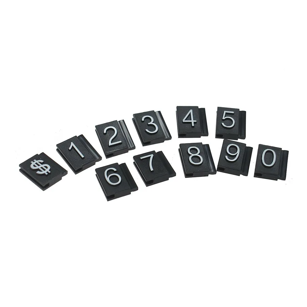 黒の調節可能な価格表示タグラベル192キューブ、16黒ベースアルミ合金+ ABSプラスチックナンバーラベル
