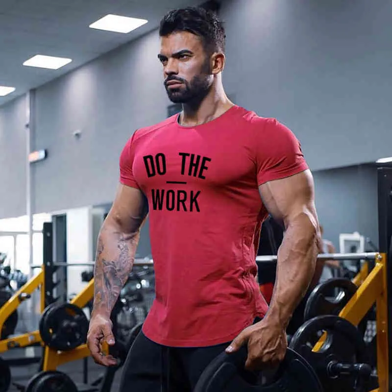 Mens Tshirt Gym Fitness Odzież kulturystyka Tops Trainout Ubrania Bawełniane mięśnie