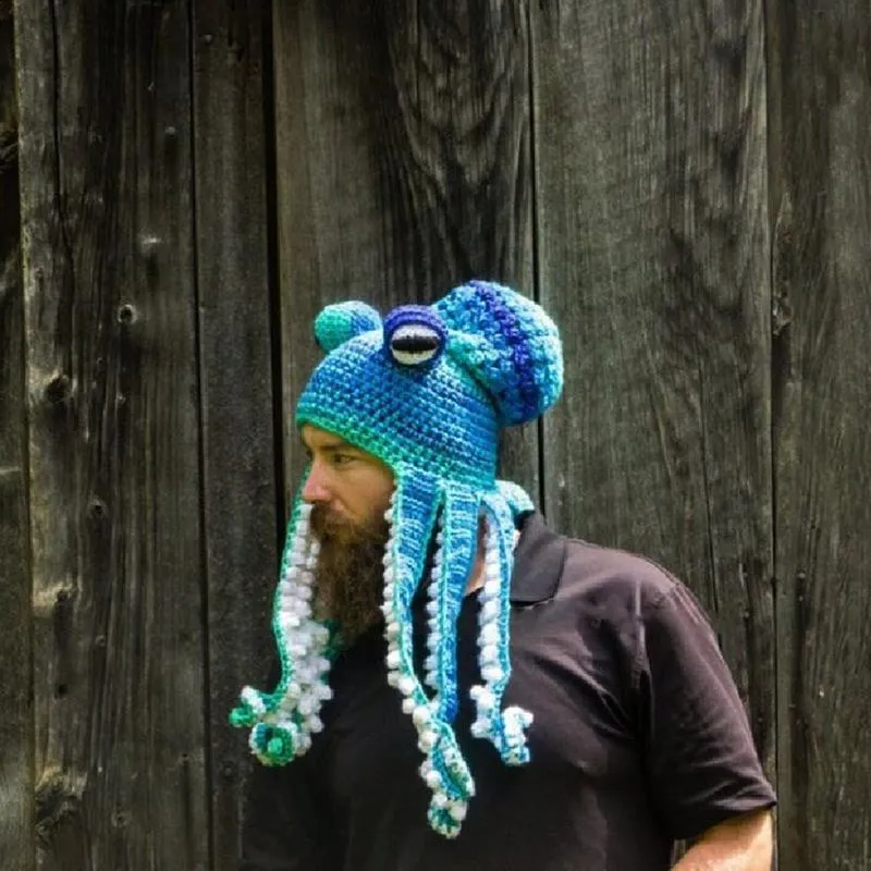 Oorwarmers Inktvis Octopus Hoed Herfst en Winter Producten Creatieve Hiphop Grappige Handgemaakte Gebreide Wollen Hoeden voor Mannen Women269W