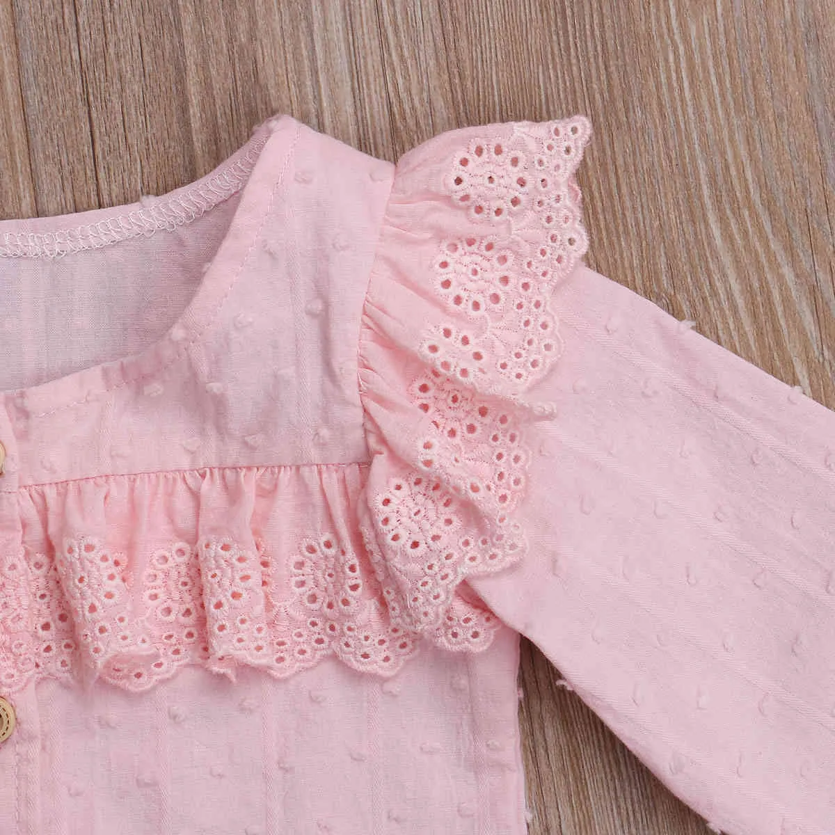 0-24 m Doğan Bebek Bebek Kız Giysileri Set Ruffles Uzun Kollu Bloomers Şort Kıyafetler Sonbahar Giyim 210515