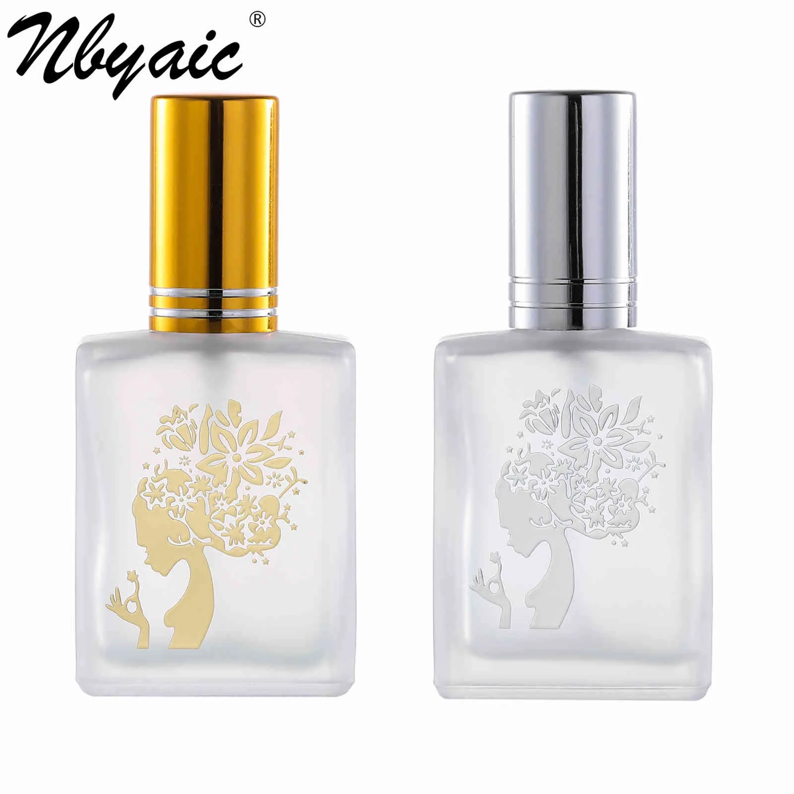 Nbyaic Parfum sous-bouteille 15 ml échantillon portable vaporisateur de parfum unique estampage à chaud argent givré verre vide bouteille