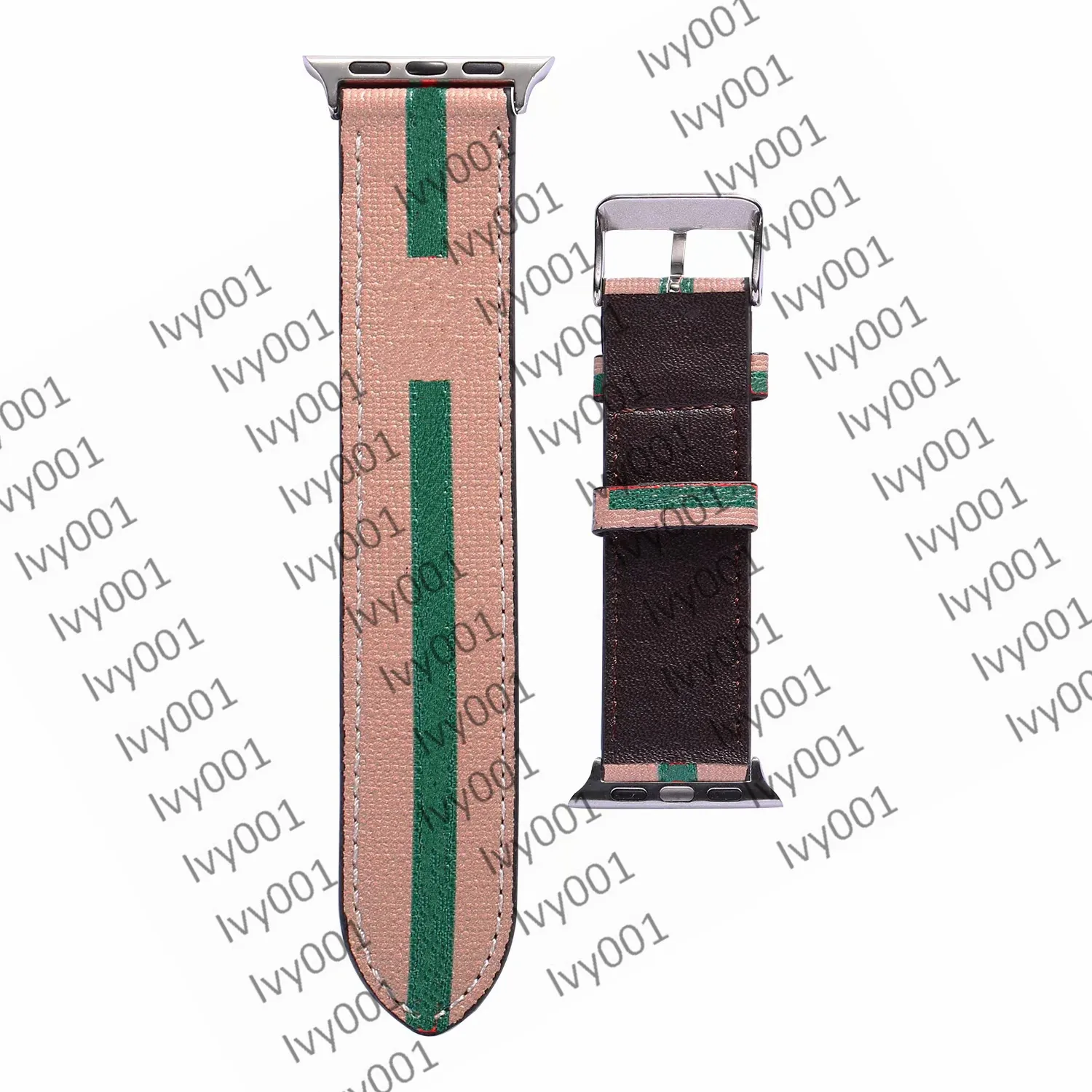 G fashion armband för Apple Watch Band 41 mm 45 mm 42 mm 38 mm 40 mm 44 mm iwatch 1 2 34 5 6 7 band Läderarmband Fashion Stripes ivy001