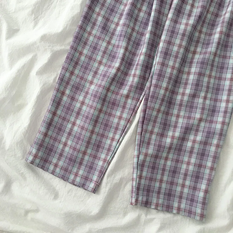 Korobov Nova Chegada Verão Mulheres Calças Estilo Preppy Vintage Manta Coreana Pant Calças Altas Cintura Casuais Mulheres Juntos 210430