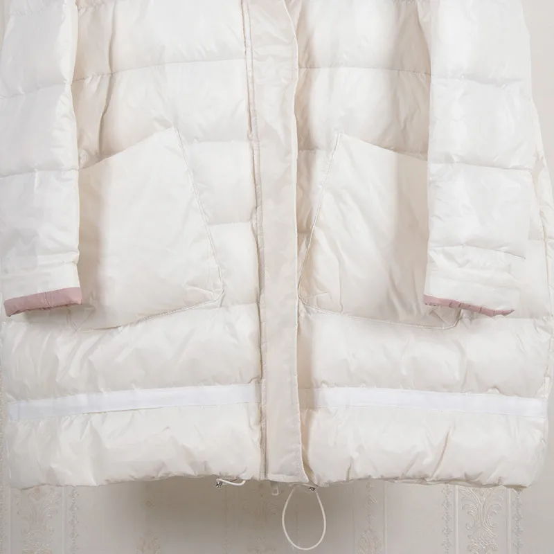 Коробовский корейский сплошной стойки воротник линии с длинным рукавом женские пальто старинные карманы зимние куртки негабаритные женские Parkas 79026 210430