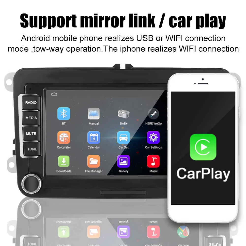 Autoradio Android 10 1 Multimedia-Player 1G 16G 7 Zoll für VW Volkswagen Seat Skoda Golf Passat 2 Din Bluetooth WiFi GPS283E