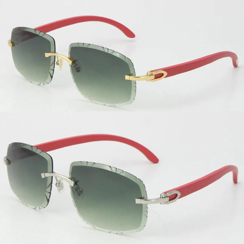 نظارة شمسية خشبية بدون حافة المعادن للرجال النساء مع أشكال الحمراء الحمراء على شكل كؤوس الوجه UV400 عدسة اختيار متعددة الألوان 18 كيلو مالي و 305R