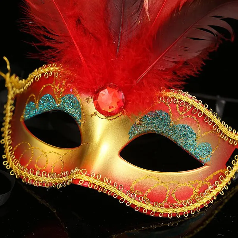 Femmes filles coloré peinture plume princesse balle masque mascarade Mardi Gras fête d'anniversaire accessoires de carnaval