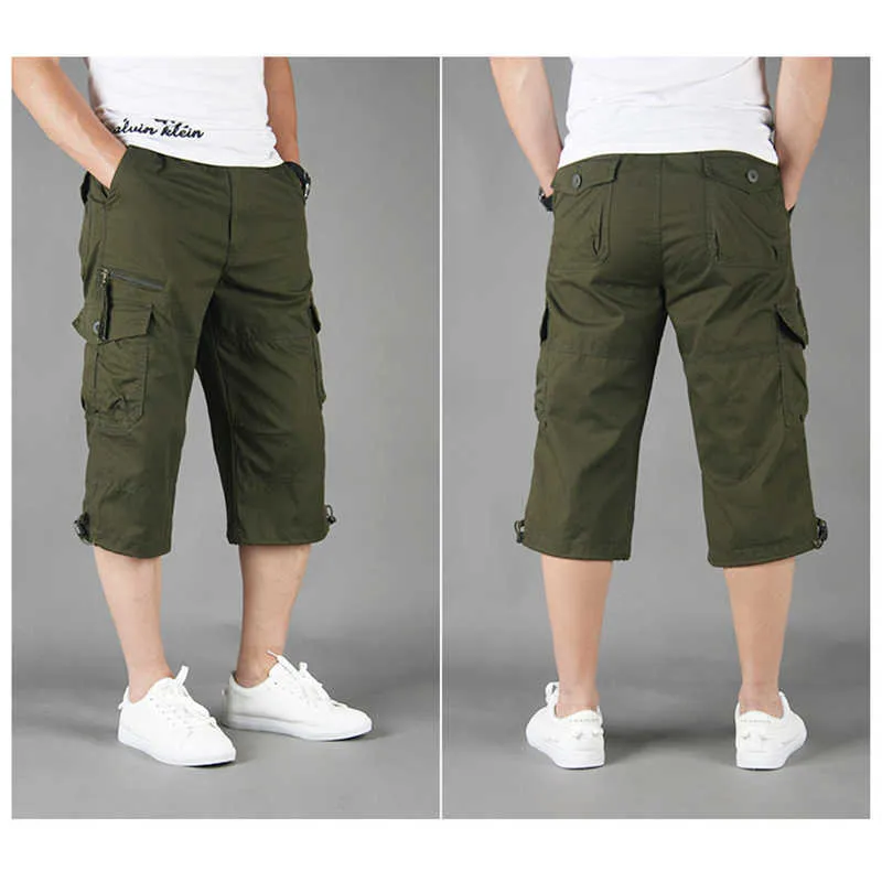 夏の貨物ショーツ男性カジュアルS迷彩緩いマルチポケットズボン屋外の戦術パンツプラスサイズ5xl 210806