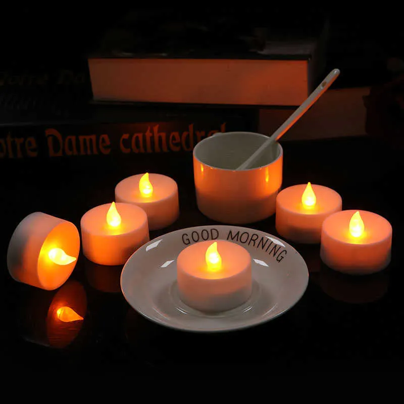 Paquete de 6 velas de té LED con control remoto, velas candelitas parpadeantes sin llama con pilas AAA y temporizador para bodas en diciembre H0909242k