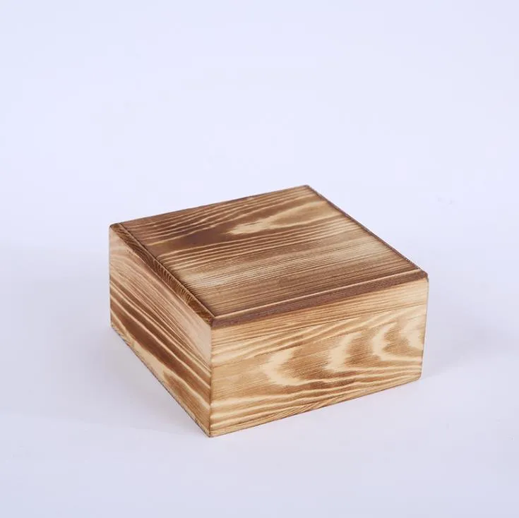 Vierkante houten opbergdoos massief houten doos sieraden doos bamboe opbergdozen 12.5cmx12.5cmx6.5cm