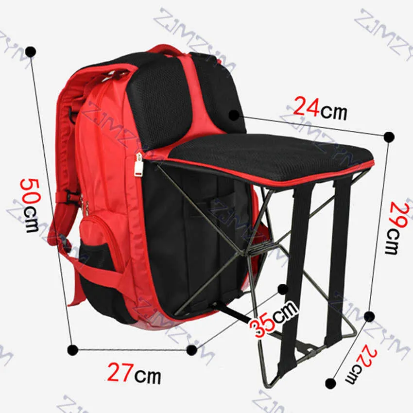 의자 캠핑 C1312 47L 낚시 배낭 다기능 접이식 대변 배낭 야외 캐주얼 스포츠 등산 하이킹 배낭