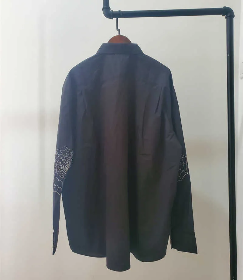 Camisas casuais dos homens Shiosai Outono Inverno Novo Raf Simons Estilo Solto Embroidery Impresso Camisa