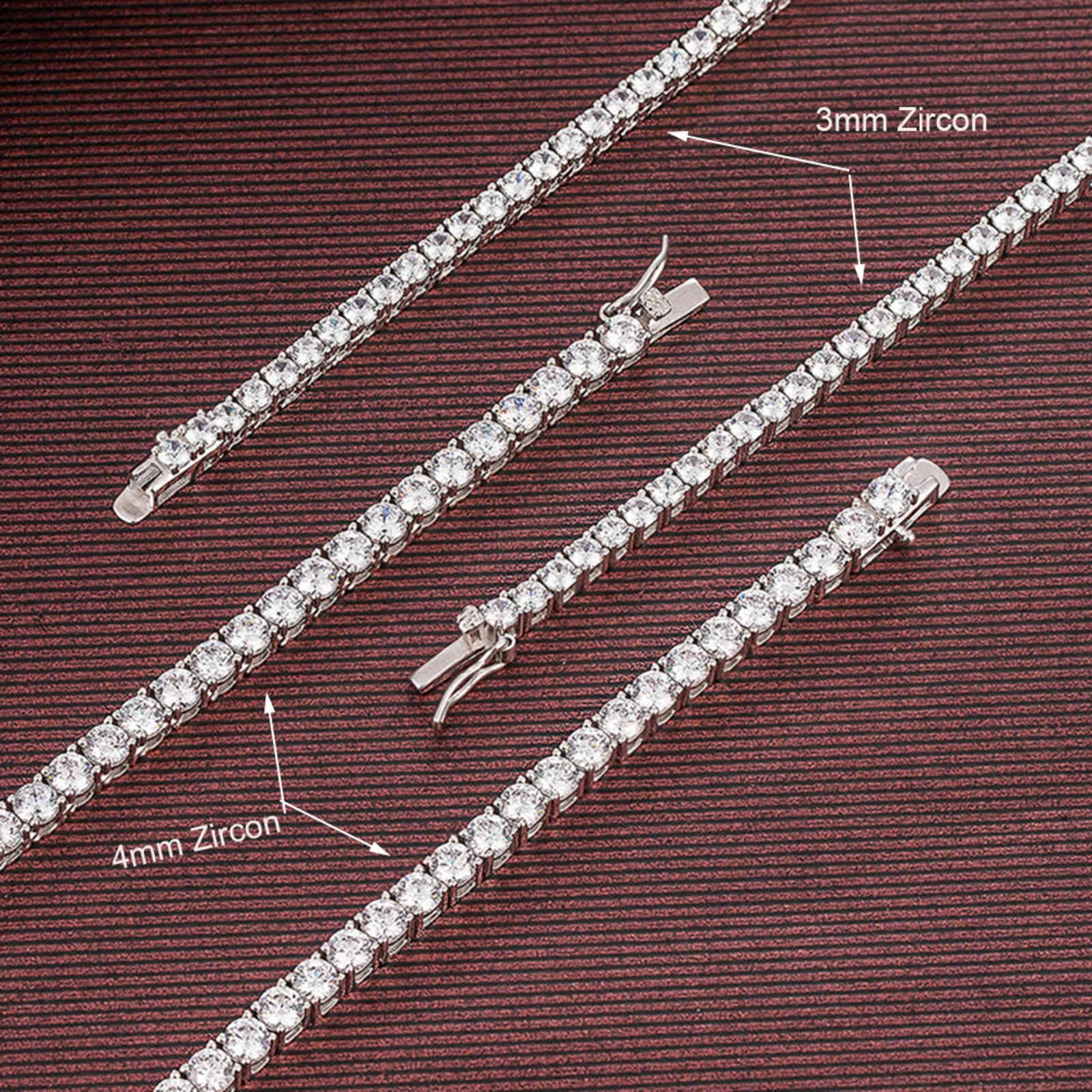 16-24 Inch 100% Garantie Echte 925 Sterling Sier Pave 2Mm/m/4Mm Sparkly Circus Tennis Chain Hiphop Rock Fine Jewels