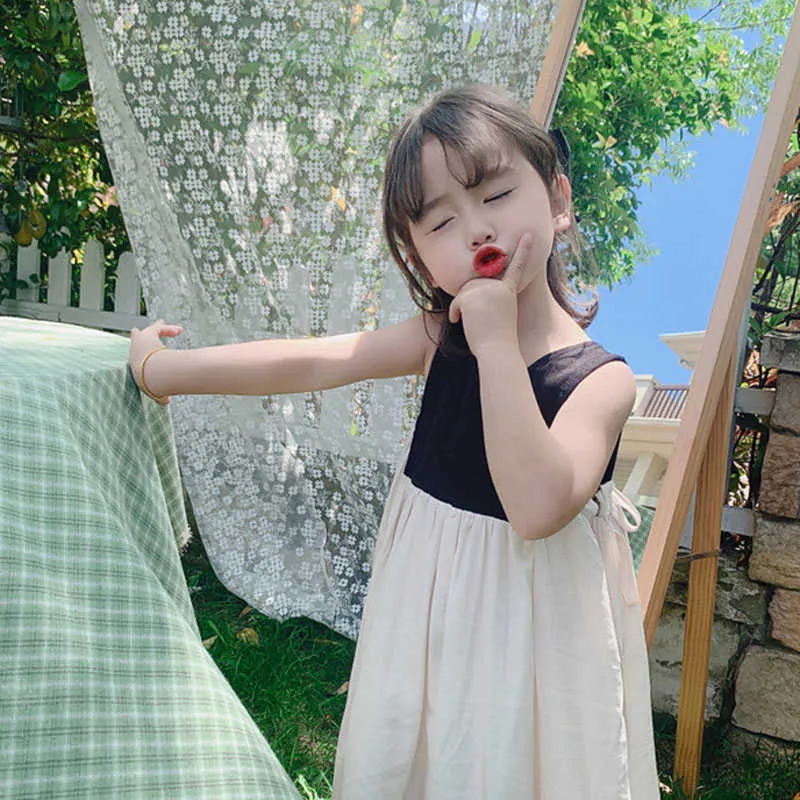 Robe d'été pour filles, style coréen, couleur assortie, douce princesse, vêtements pour enfants, 210625