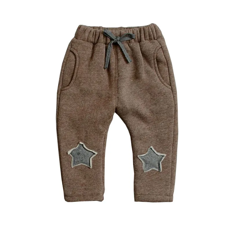 BibiCola Baby Pants Thick Winter Baby Child Trousers Star Pants Children Leggings Kids Thick Velvet Pants Boys Warm Trousers 220803