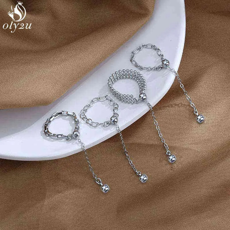 Fashion Infinity Finger Chain Rings for Women Ring Set Tassel 8 Letter Shape Ladies Ring Endless Love Symbol Wedding Jewelry G1125