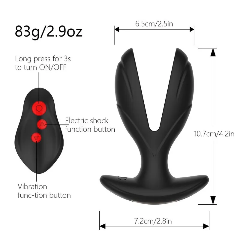 Elétrico Choque Anal Brinquedo Para Homens Mulheres Prostate Massager Vibrating Butt Plug Sem Fio Remoto Remoto Anal Plug Dildo Vibrador Brinquedos sexuais 220304