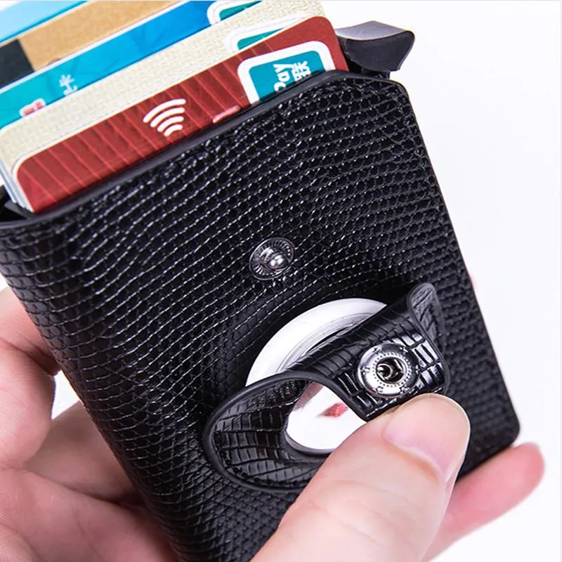 Wallets Rfid Air Tag Men Card Holder Slim Thin Trifold Leather Mini Wallet For Apply Small Male Money Purses309E