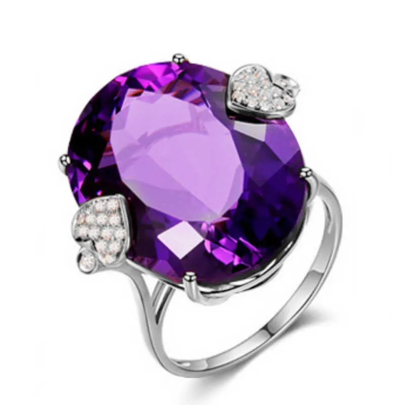 Damenringe Kristall New Diamond Fashion Amethyst offener Ring weiblich Lady Cluster Styles Band