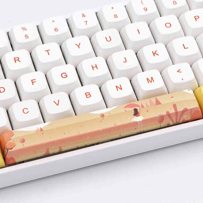 Keypro QiuYun Jaune Blanc Ethermal Dye Sublimation polices PBT keycap Filaire USB mécanique clavier 129 keycaps