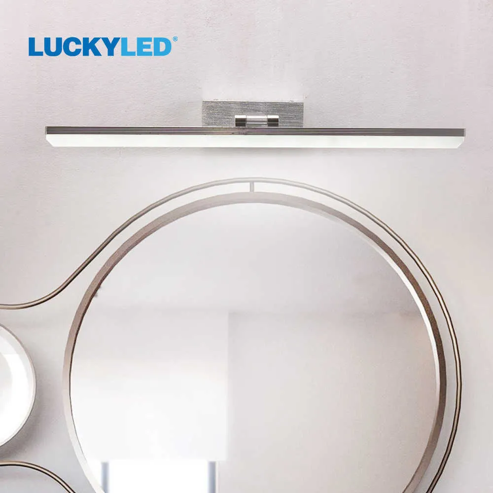 LUCKYLED Lampada da specchio a Led 8W 10W Lampada da parete moderna camera da letto AC85-265V Lampada da bagno Lampada da parete a Led Decorazione Sconce interni 210724