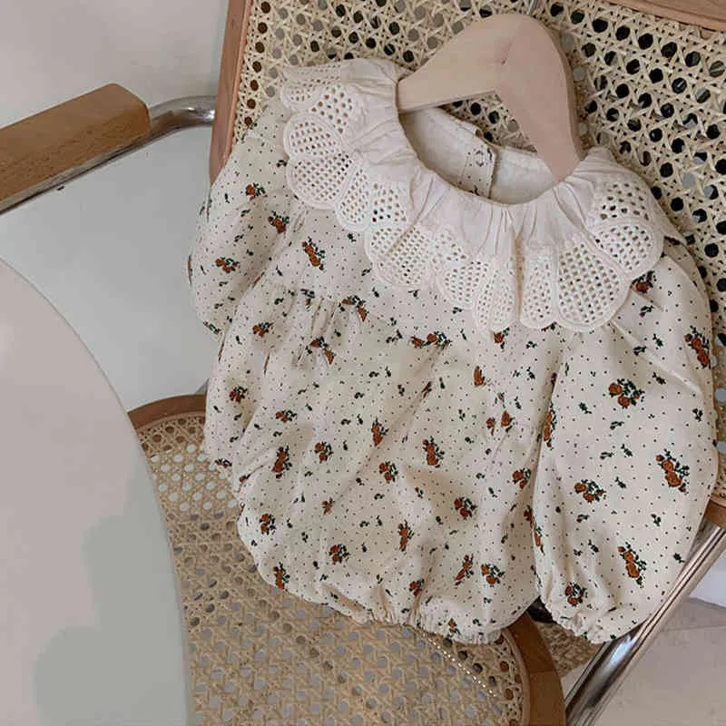 Kwiatowy Romper Duża siostra i małe ubrania dla niemowląt berbeć dziewczyny z długim rękawem koronki szwy sukienka urodzona kombinezon 210515