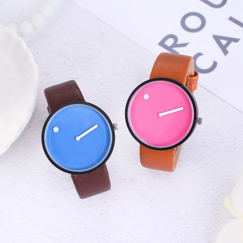 Design drôle montres en cuir band mode créatif étudiant couple regarde un style grand visage horloge unique pour garçon et petite amie cadeau8615426