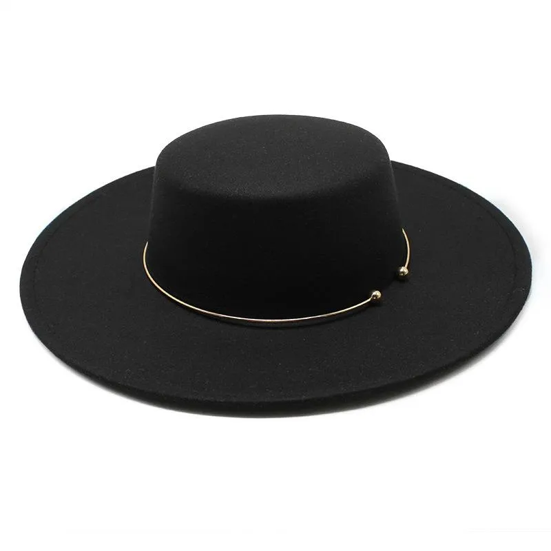 Stingy Brim Hats Dikke heren- en dameswollen platte 10 cm vilten hoed met Big1928