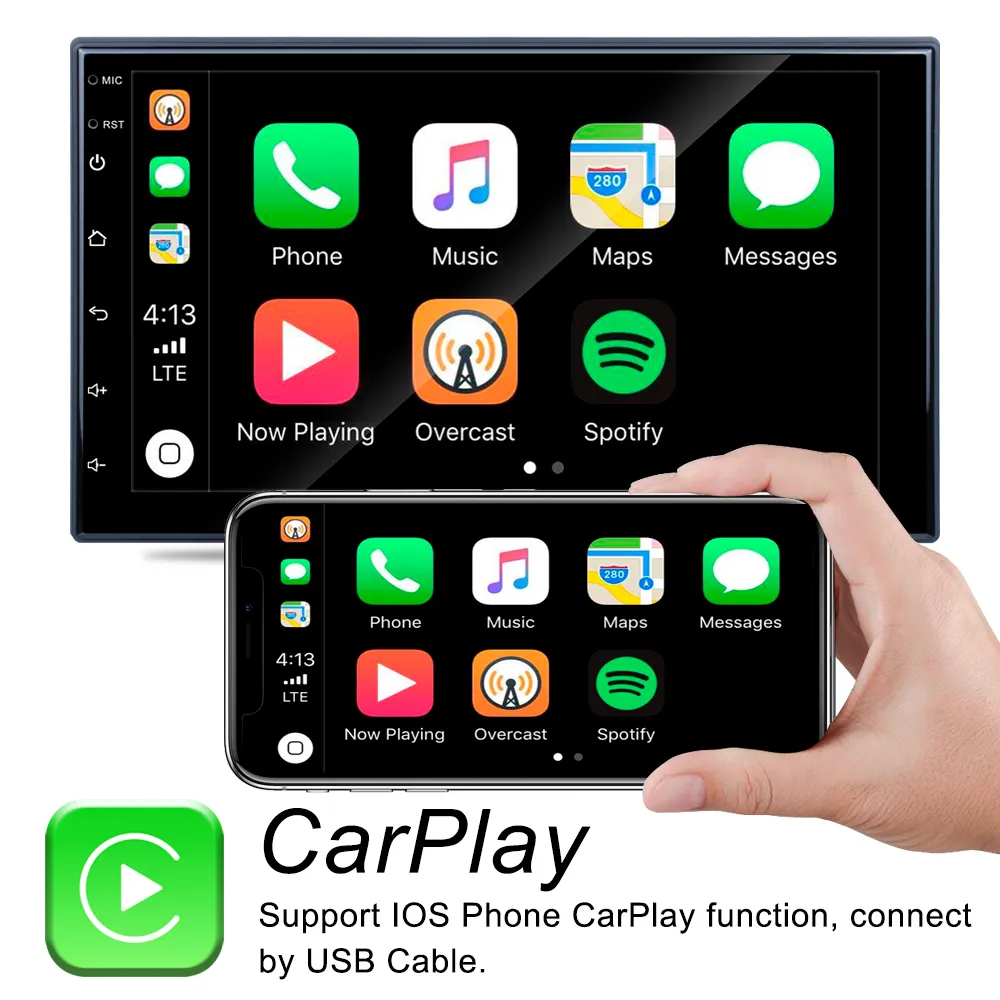 New 2 Din Car Radio Autoradio Apple CarPlay Android Auto 7quot Touch Ecrece Screeo Receiver Touch Ecrece Mp5 Multimedia Player6301570