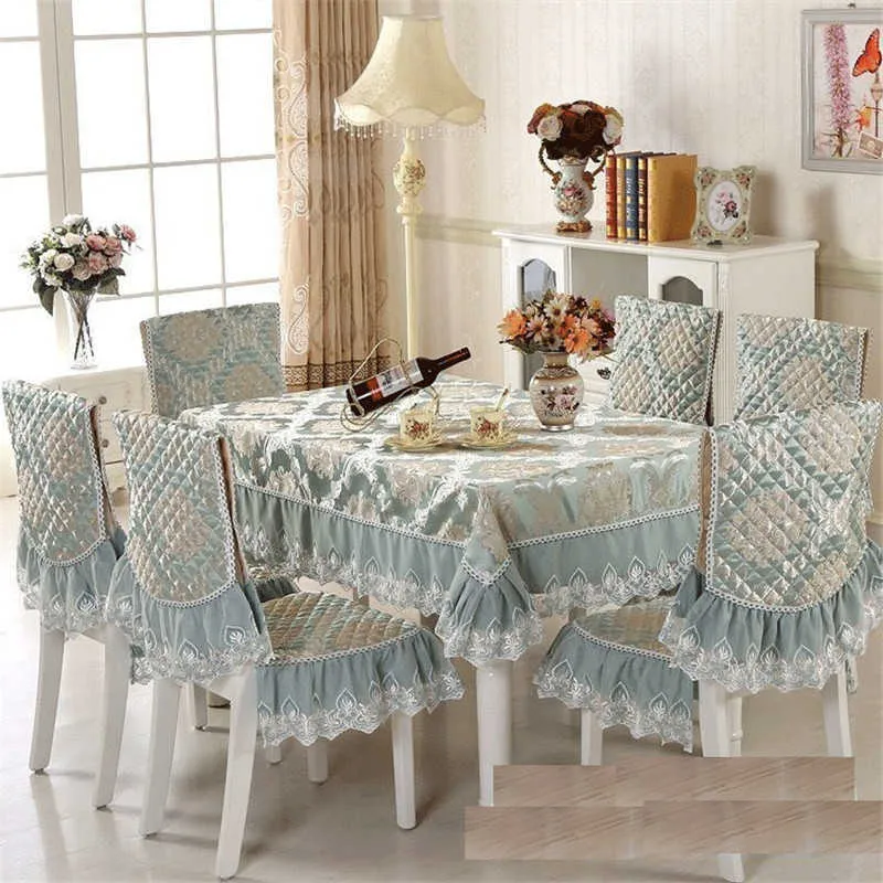 European Style Living Room Decor Table Cloth Anti-Slip Chair Cover Thicken Soft Cushion Dustproof cloths 210626