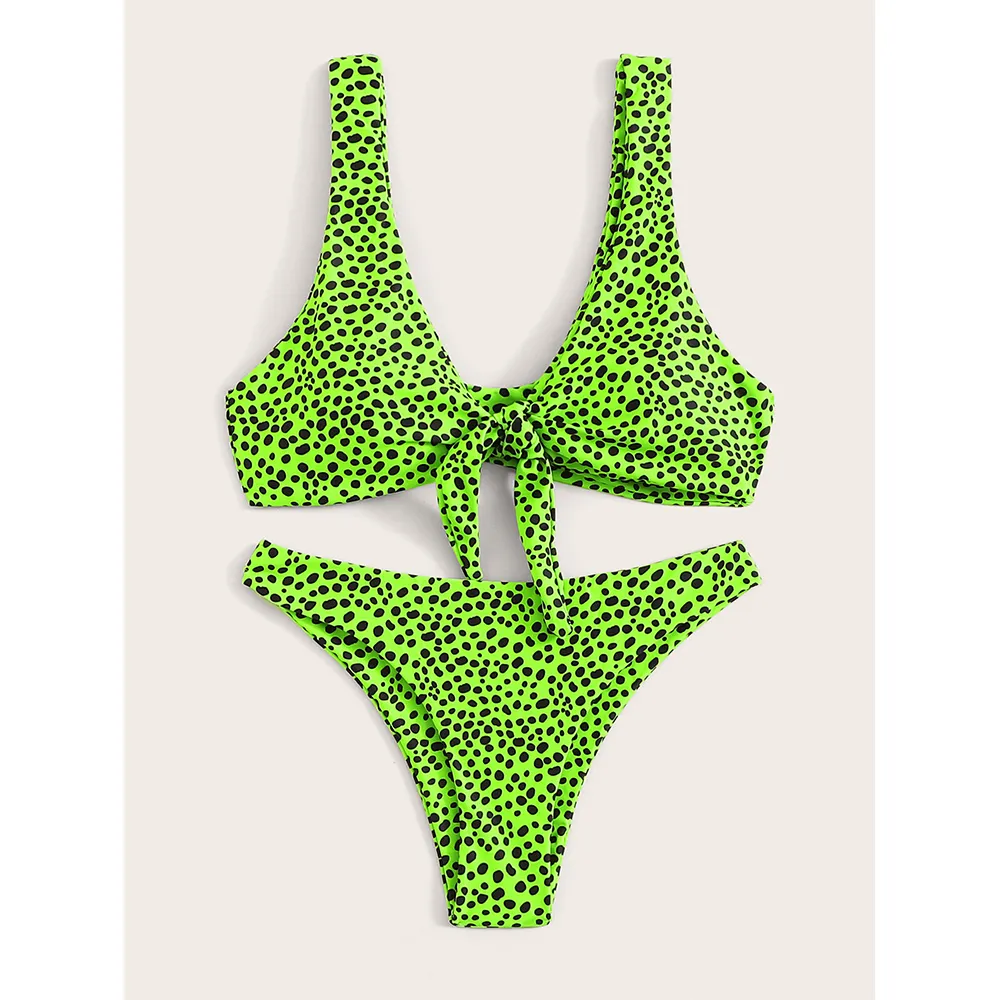 Sexy Polka Dot Bikini Women Bow Knot Swimwear Push Up Swimsuit Female Brazilian Bathing Summer Beachwear Swimming Suit 210319