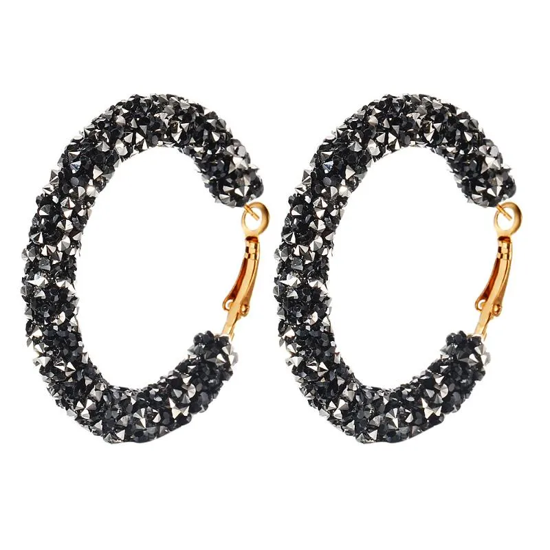 Bijoux de mode Personnalité Simple Vintage Cristaux Hiphop Exagérés De Cercles Swarovski Boucles D'oreilles En Cristal De Perles À La Main Da234F