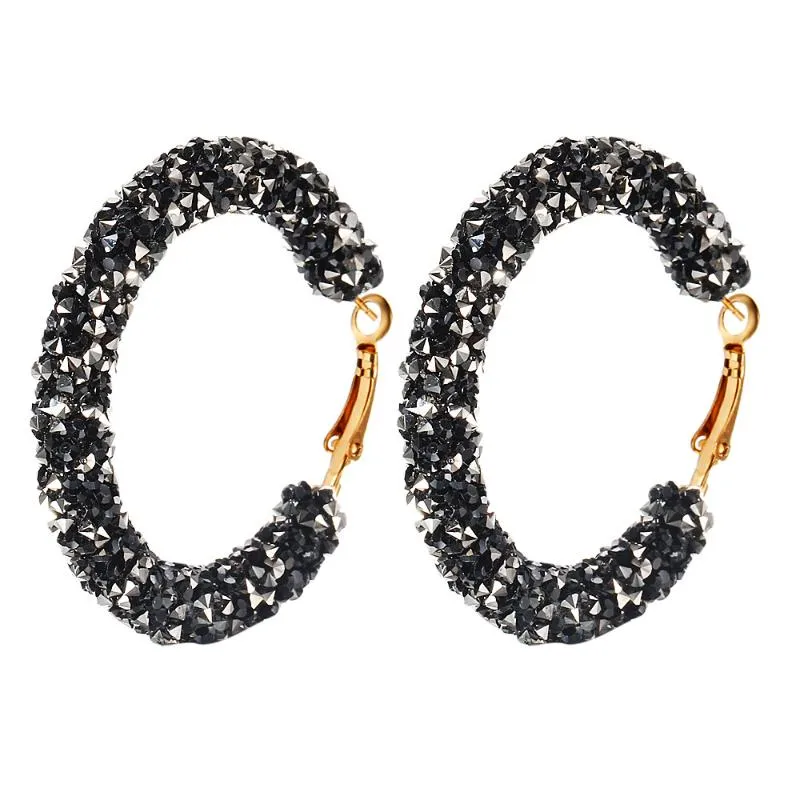 Moda jóias simples personalidade vintage exagerada cristais hiphop de swarovskis círculos feitos à mão frisado brincos de cristal da2321