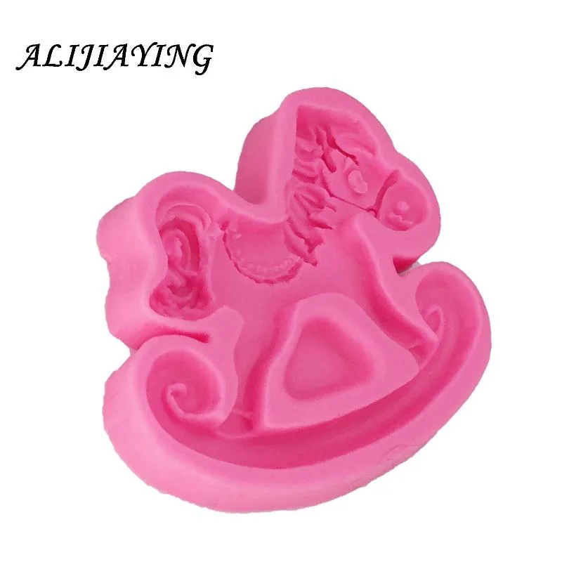 Cake Tools 3D Trojan Horse Shape Silicone Fondant Molds Baby Birthday Decorating Gumpaste Chocolate Moulds D0731280i