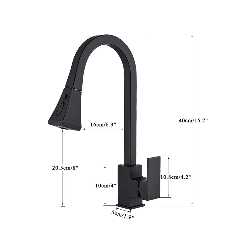 Robinets de cuisine à capteur extractible noir mat, robinet mixte à Induction intelligent en acier inoxydable, robinet d'évier rotatif à commande tactile Torneira2076104